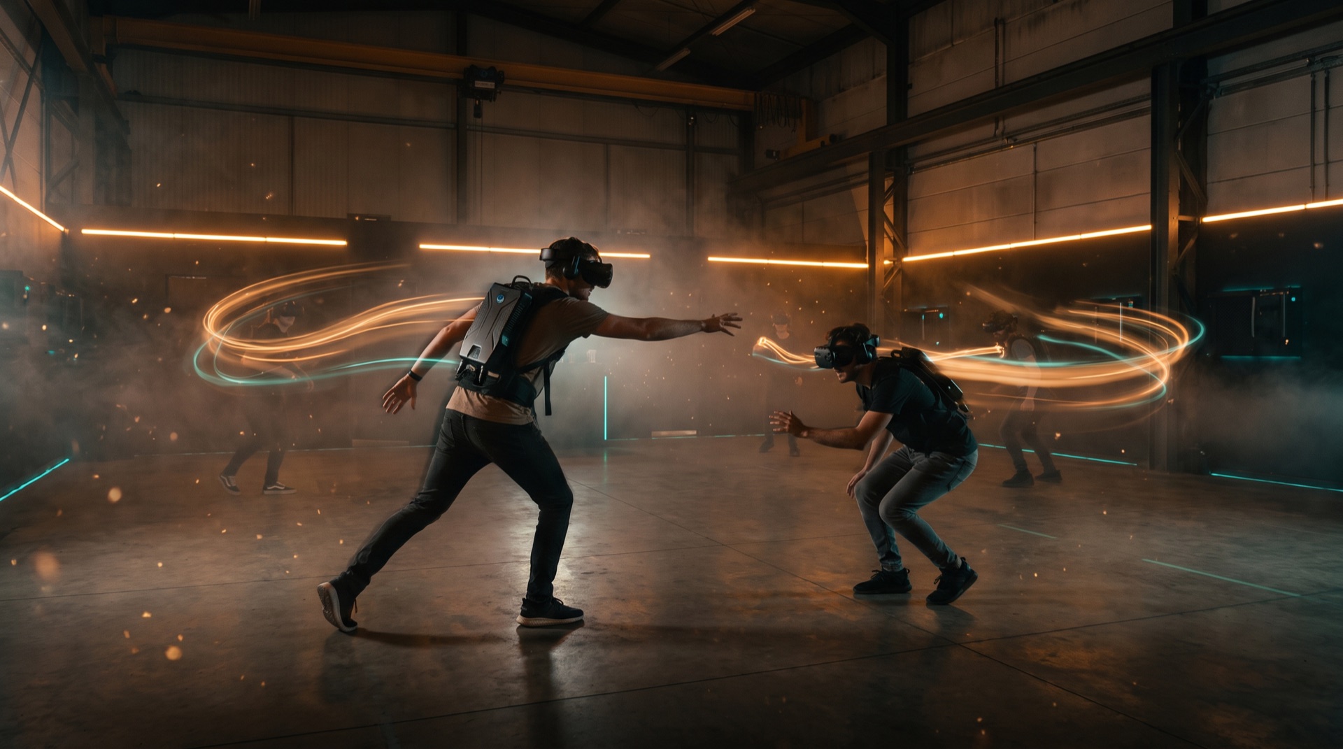 Joueurs en session de réalité virtuelle free-roam au centre Hymersion de Tarbes