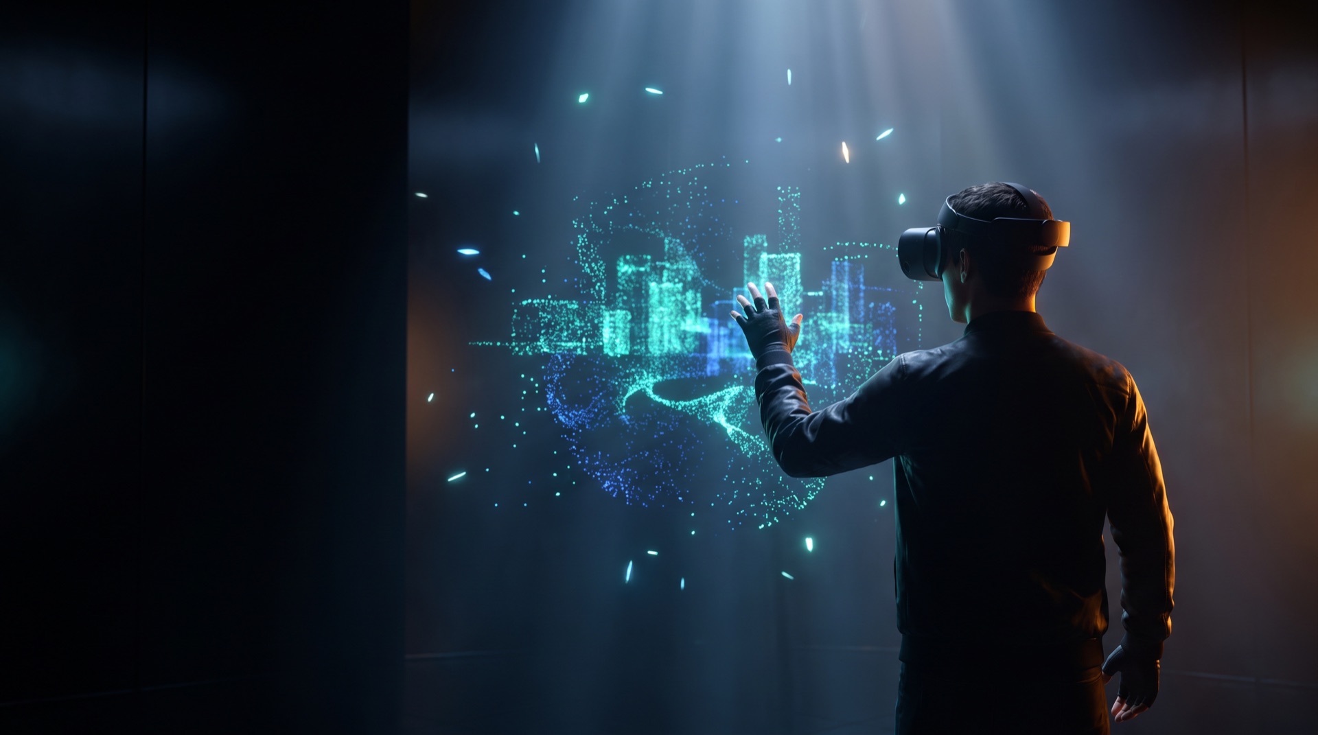 Personne immergée dans une expérience en réalité virtuelle signée Hymersion Studio